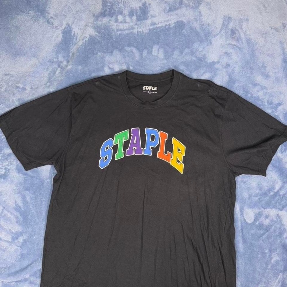 Staple‎ black graphic tee with rainbow text men size 3xl
